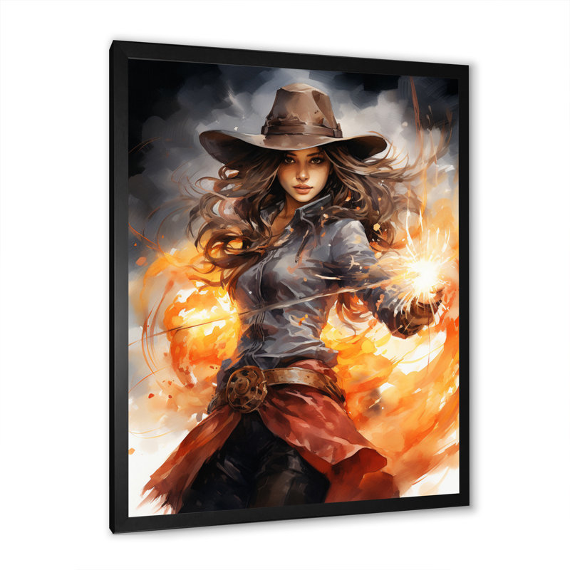Xaedyn Cowgirl Golden Lasso II sur toile, H 20 po x l 12 po, Cadre photo noir