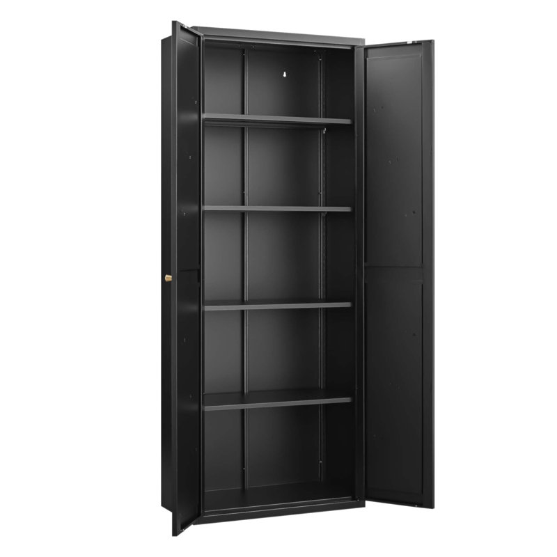 Armoire de rangement en métal 2 portes avec tablettes réglables, garde-manger en acier durable pour une utilisation polyvalente à la maison et au bureau