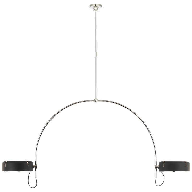 Thomas O'Brien Oso 72" Linear Arched Pendant, 76.5" H x 72.25" W, Black, Polished Nickel