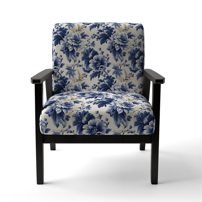Chaise d'appoint florale Cobalt, Motif victorien damas bleu de cobalt royal VI
