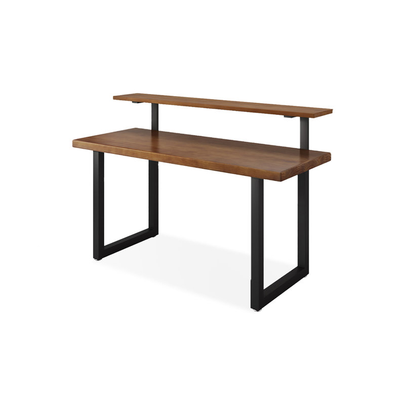 Noyer clair + bureau rectangulaire en bois massif noir et fer, H 39,37 po x l 59,06 po x P 23,62 po