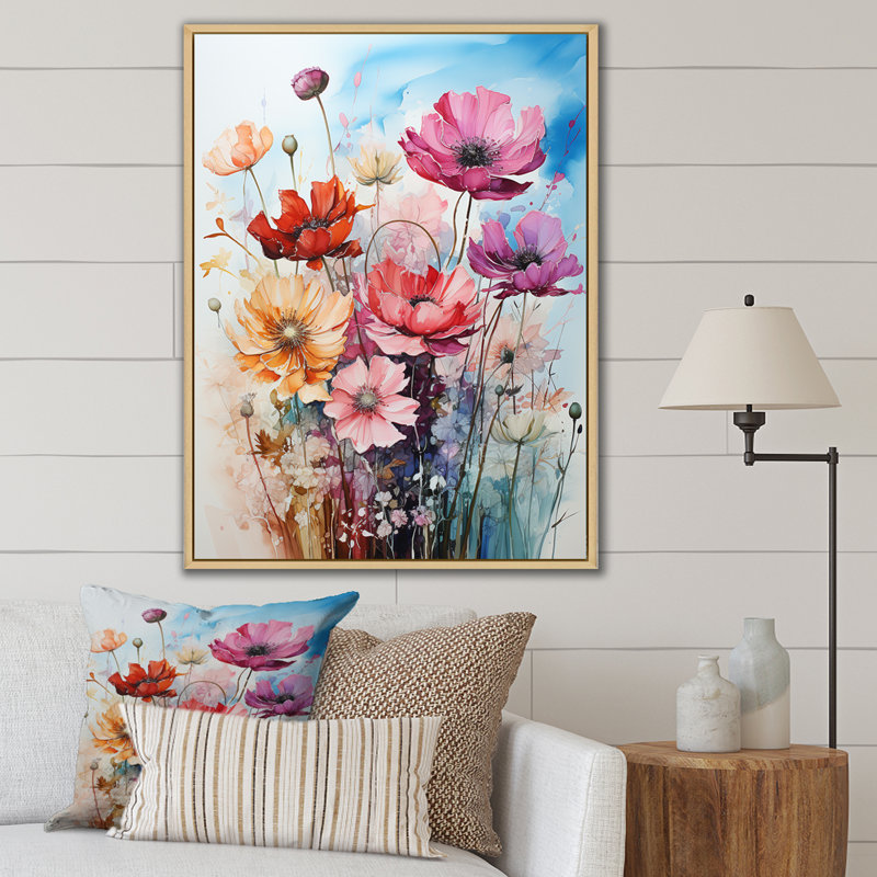 Motif floral minimalisme pré - imprimé, Cadre naturel flottant, H 32 po x l 16 po x P 1 po