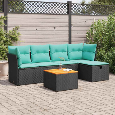  Ensemble de canapé de patio 6 pièces avec coussins en rotin de polyester