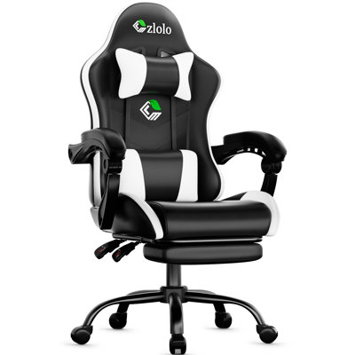 Fauteuil de jeu czlolo, fauteuil de bureau ergonomique, avec repose-pieds et support lombaire, fauteuil de jeu inclinable à dossier haut