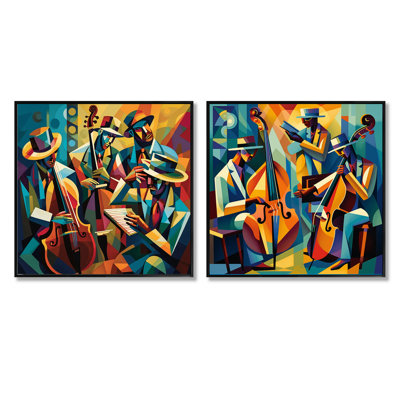 Ensemble de 2 collages carrés Jazz Performance On Stage - Music