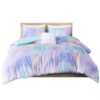 Tie Dye Printed Bedding For Queen Bed, Dye, , Fashionable Bedroom Comforter, Full/Queen, Fill, Chic
