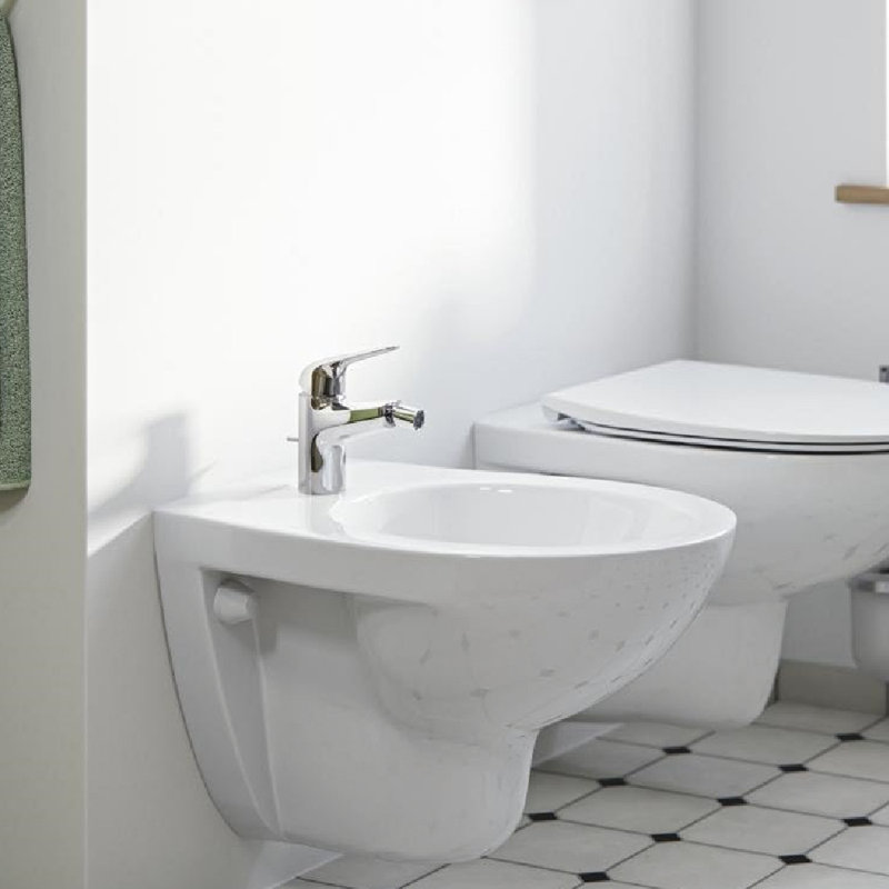 Single Lever Bidet Mixer With Pop-Up Waste Set,Adjustable Hot Limit, Lead Free, Water Saving System,Silver