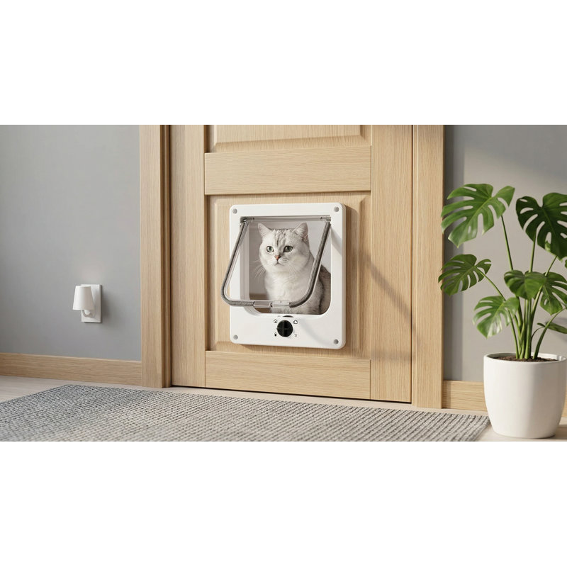 Porte pour animal de compagnie verrouillable à l'épreuve des intempéries à 4 voies de 10,6 x 9,2 po, avec aimant, pour les chats ou les chiens de moins de 21,5 po de largeur, pour les portes intérieures / extérieures