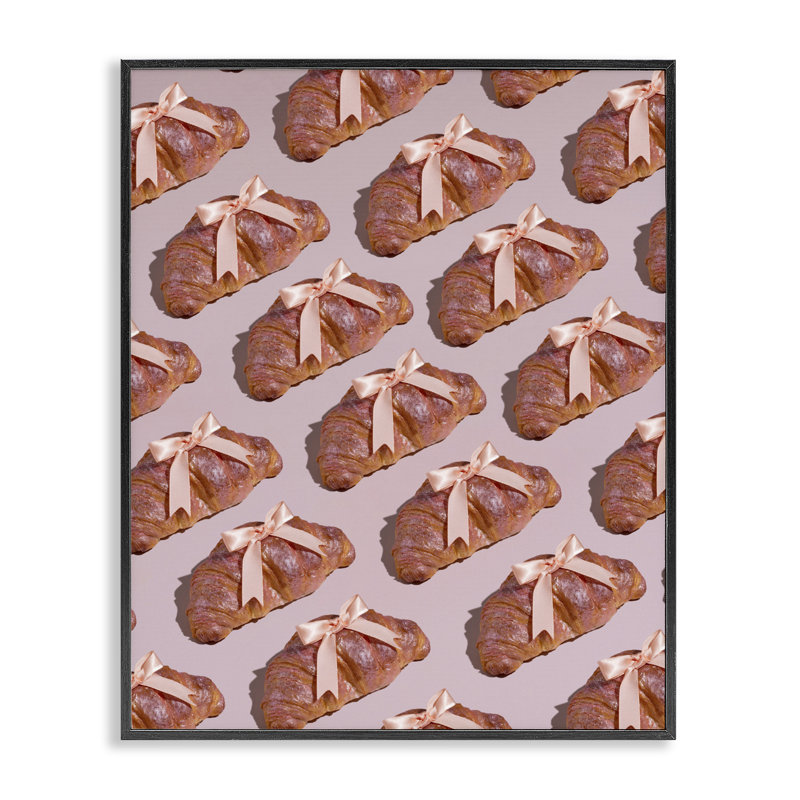 Croissants avec rubans, estampe numérique, conception par Lish Creative, 30 x 24, Giclée noire de minuit encadrée