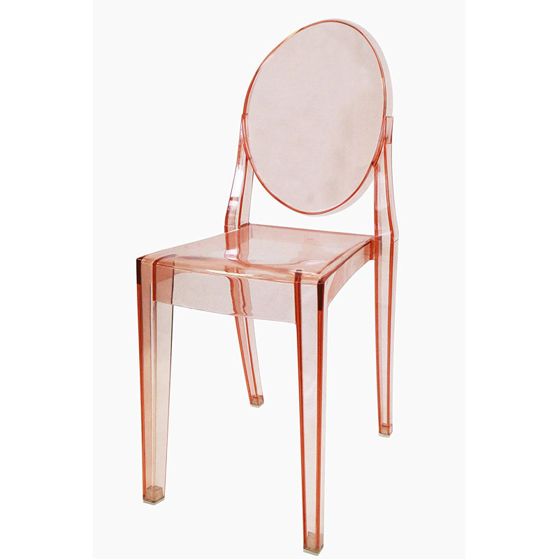 Forontenac Side Chair Stackable Acrylic Victorian Dining Side Chair, Transparent Pink