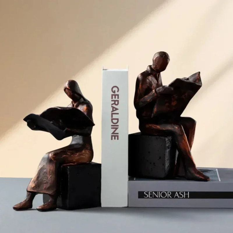 Reader Sculpture Bookend Figurines