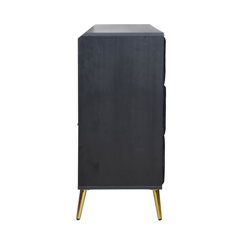 Kiersha 6 - Drawer Dresser, Black/Gold