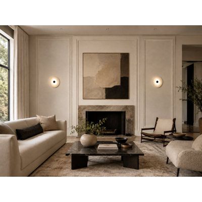 Traditional 1-Light LED Round Alabaster Wall Sconce 