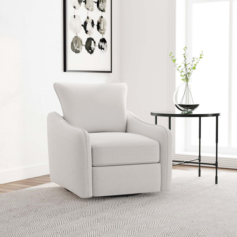 Fauteuil oscillant pivotant rembourré, Blanc vanille
