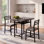 Ensemble de table de salle à manger 3 pièces avec plateau en faux marbre, rangement sous la table et chaises rembourrées pour les petits espaces, ensemble de salle à manger minimaliste pour la cuisine, le bar et le patio