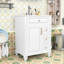 Meuble-lavabo autoportant élégant avec lavabo en céramique, tiroir rabattable, tablette réglable et support de rangement-590957403