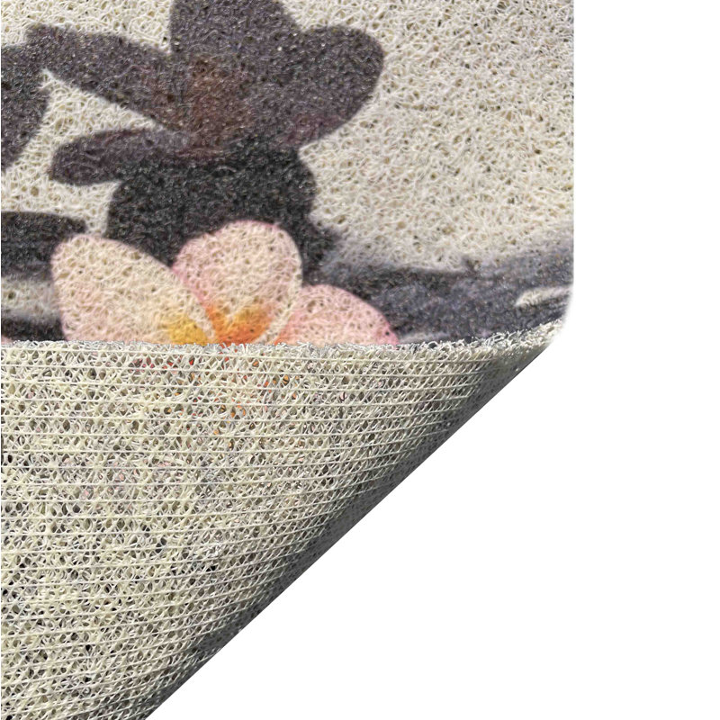 Paillasson noir, beige, floral, antidérapant et durable