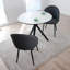 Ensemble de salle à manger moderne 3 pièces - table ronde en faux marbre 31,5 po et 2 chaises rembourrées gris foncé