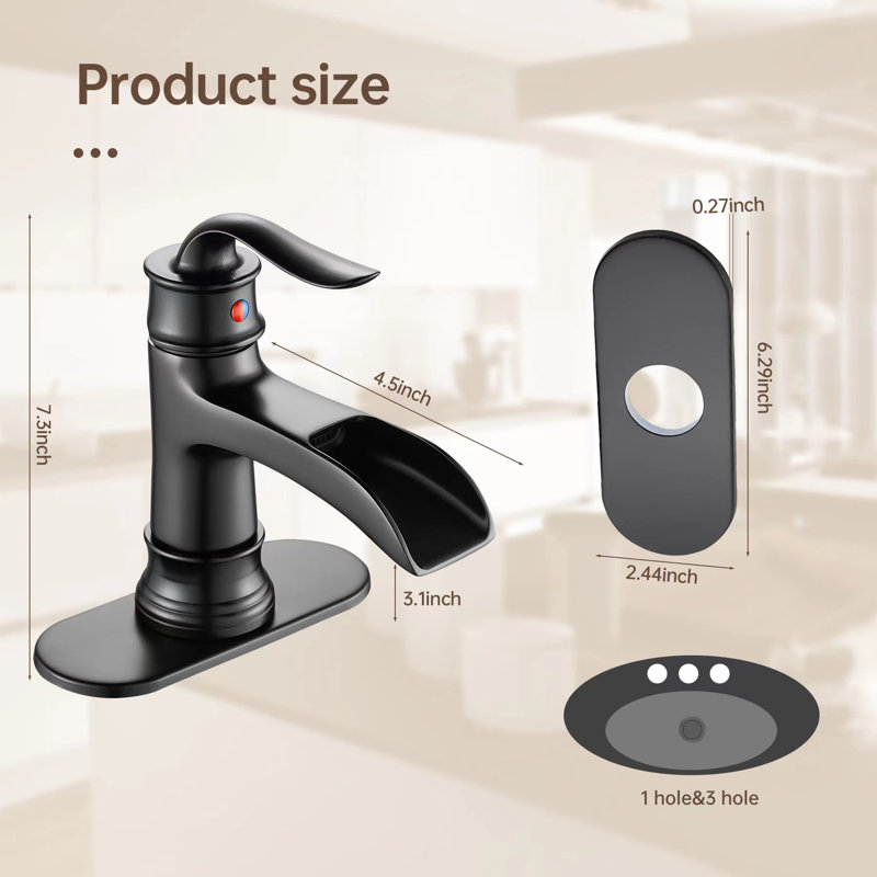 Single-Hole Single-handle Bathroom Faucet with Drain Assembly, Matte Black