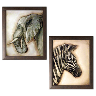 Ensemble de 2 reproductions d’art à peintres africaines et zèbres
