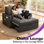122cm Upholstered Convertible Sleeper Sofa Bed with Square Arm, Tufted Back, Pull-Out Chaise and Cushions