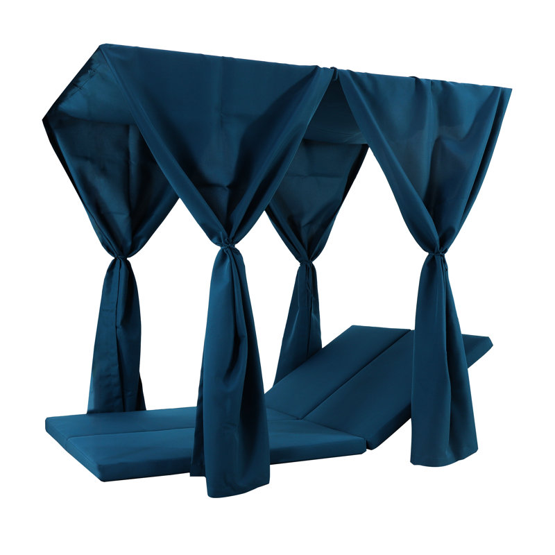 Coussin et rideaux de lit de jour imperméables en bleu, 78,41 po Long, 51,96 po de largeur, 2,73 po de hauteur, 17,31 lb, rideau en tissu imperméable, profond