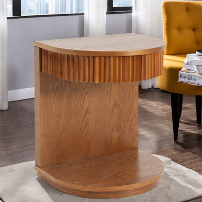 Tables de bout avec rangement, table d'appoint incurvée moderne en MDF noyer