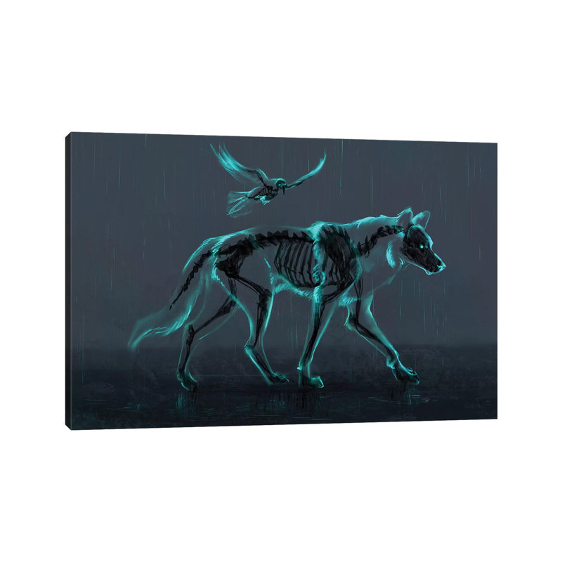 Wolf And Raven by Jade Merien - Wrapped Canvas Print, 101.6 cm H x 66.04 cm W x 1.91 cm D