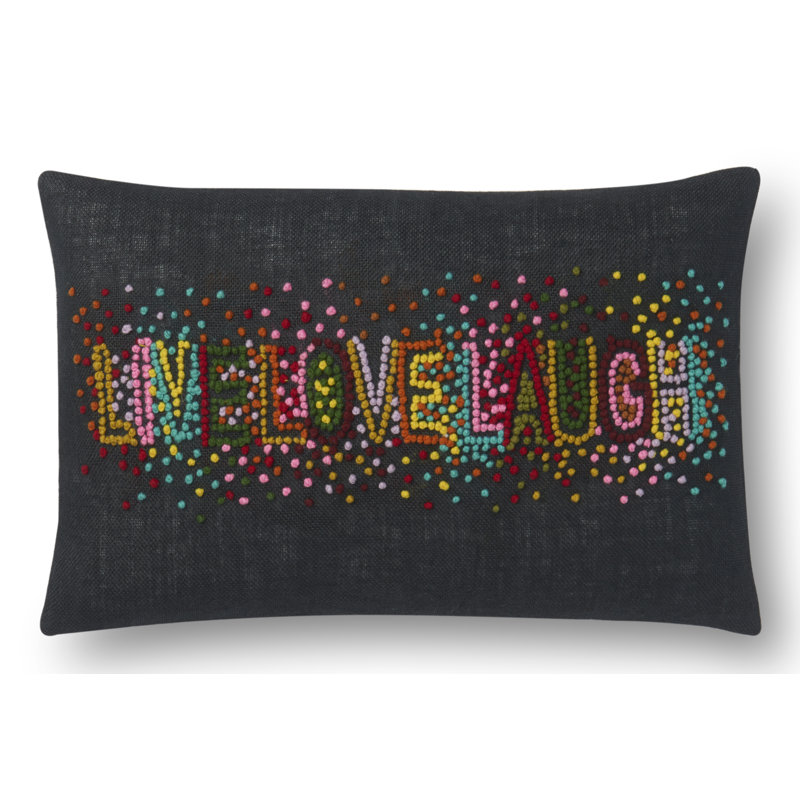 Black and Multicolor Cotton Inspirational Decorative Pillow Set