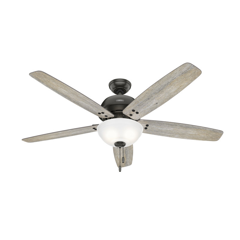 Reveille 60" 5 - Blade Ceiling Fan With Lights And Pull Chain, Noble Bronze