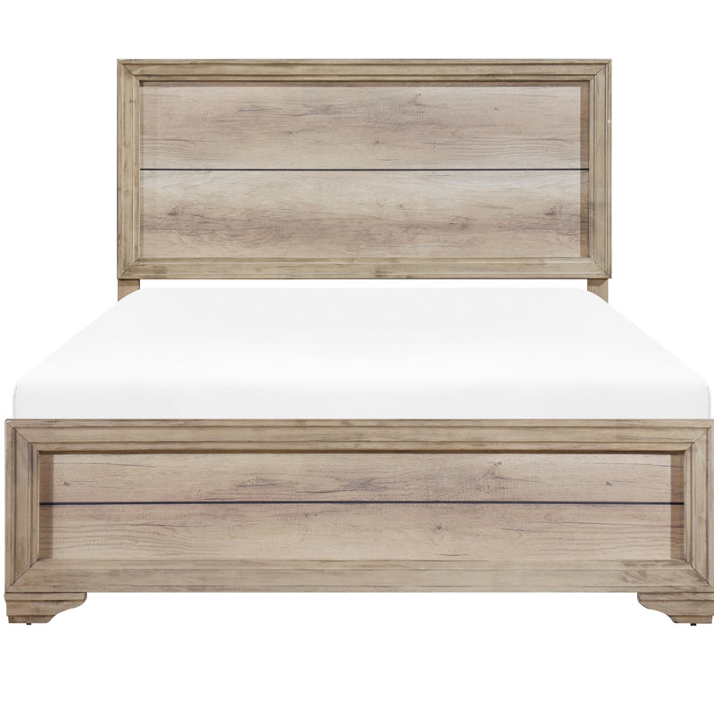 Mobilier de chambre à coucher simple - planche avec lit de teinte naturelle pour la finition extérieure