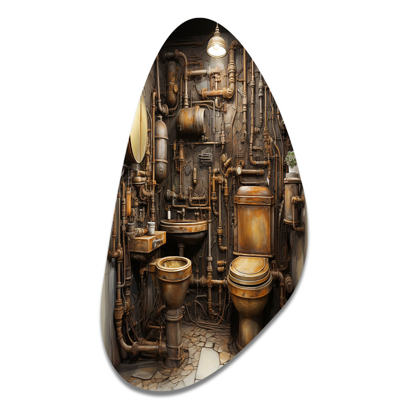 Toilette industrielle chic mixte II - forme unique de décoration murale de toilette en métal, sculpture murale asymétrique en métal