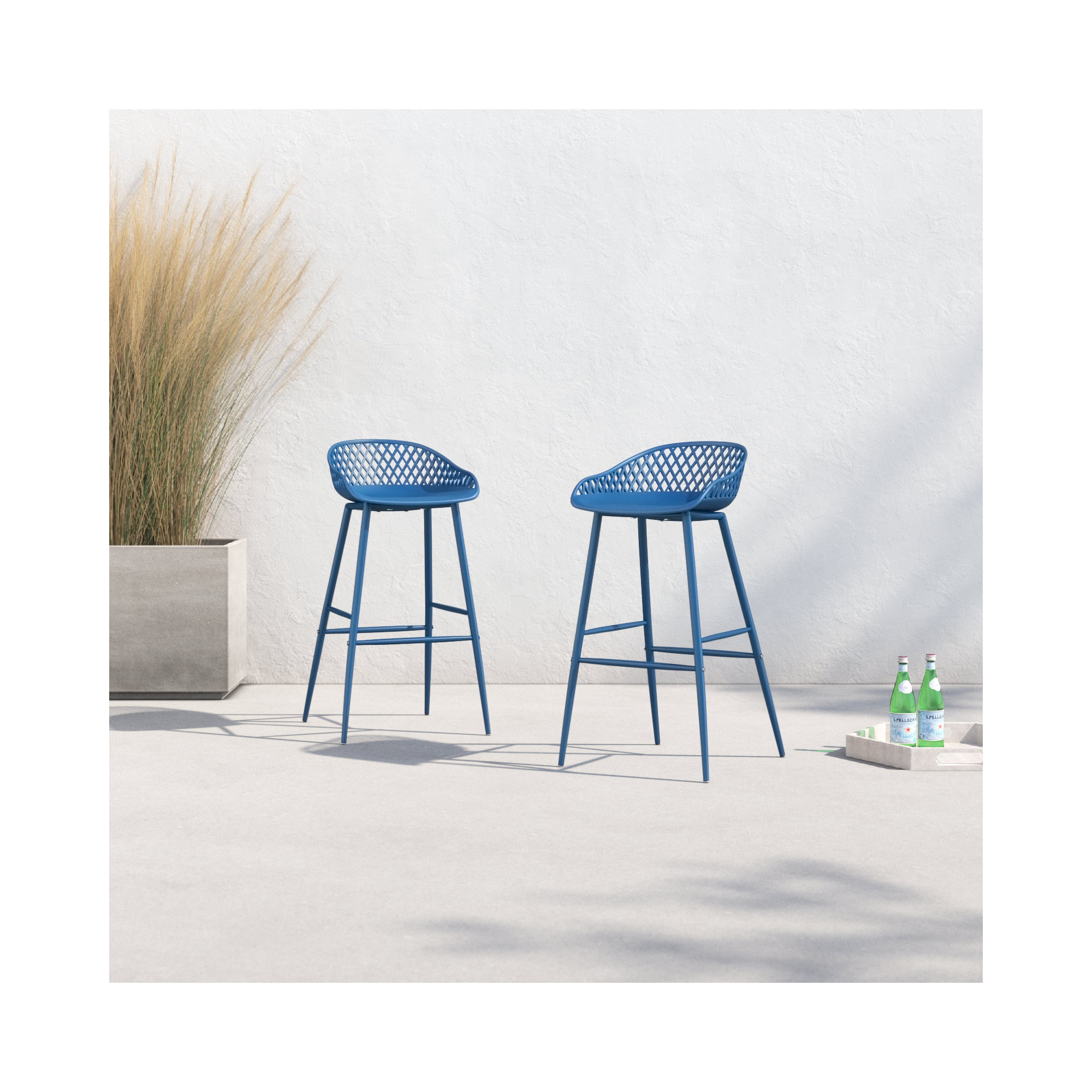 Newark Patio Bar Stool, Blue, 29"