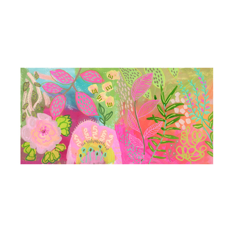 Art mural sur toile tendue - «Bright Pink Garden Spread Full» de Suzanne Allard pour décoration de salon, de chambre à coucher ou de bureau - 10 x 19