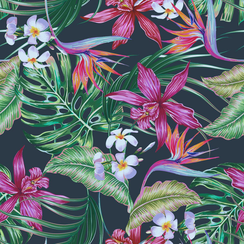 Kash Floral Wall Mural, 100" W x 8.33" L