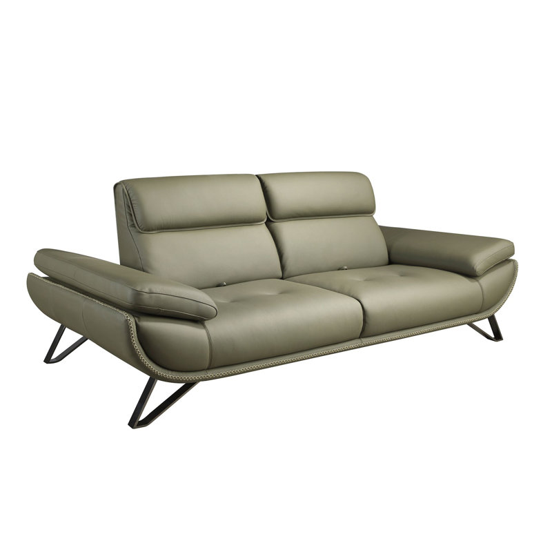 Olive  leather sofa, 3