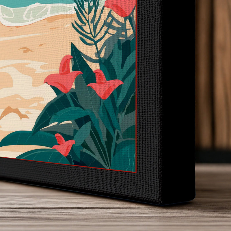 Beach Paradise Tropical - Wrapped Canvas, 30x20 - 76.2 x 50.8 cm, Black Border