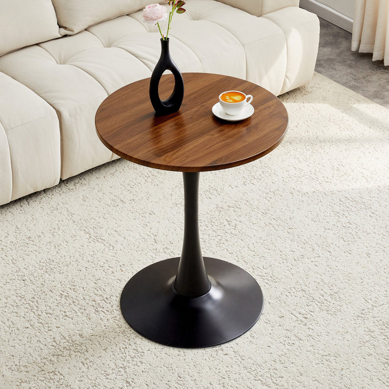 Table de salle à manger ronde, table tulipe circulaire avec plateau de table épaissi et piédestal en métal, table bistro moderne Mid-Century pour la cuisine, les petits espaces, le salon, le café