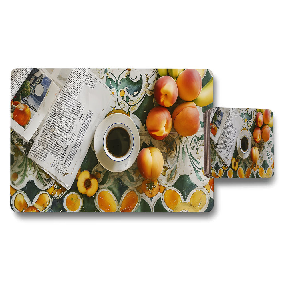 Fruit Themed Placemat And Coaster Set For Kitchen Table