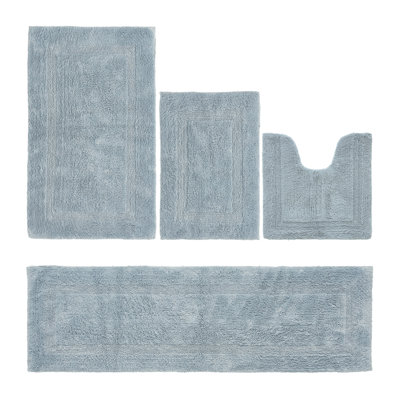 Lux  Premium 100% Cotton 4 Piece Bath Rug Sets, Machine Washable, Super Absorbent & Tufted Weave Reversible Bath Mat for Bathroom, Shower, and Tub, Oeko-Tex Certified Bathroom Rugs