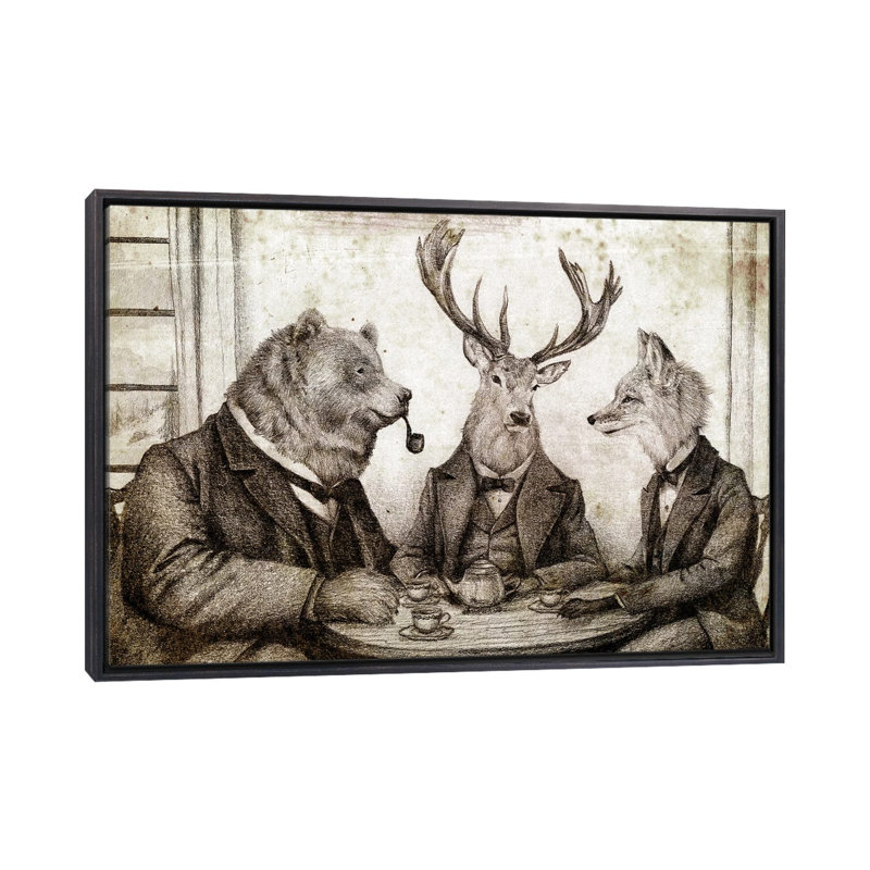 Teatime II - impression d'art mural, Noir patiné, H 18 po x l 26 po, Reproduction encadrée sans passe-partout