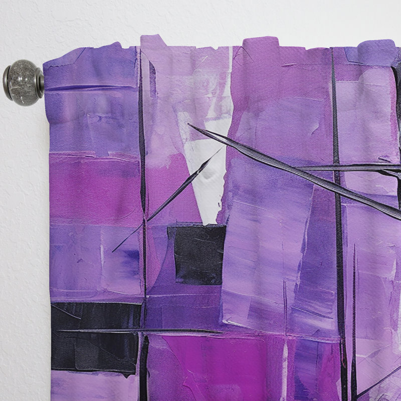Ekon Tachisme Purple Cubism Brush I - Tachisme Curtain - Velvet Room Darkening - 1 panel, 52" W x 120" L