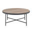Table basse de salon, plateau rond en bois gris de 32 po, base en X en métal noir, style industriel