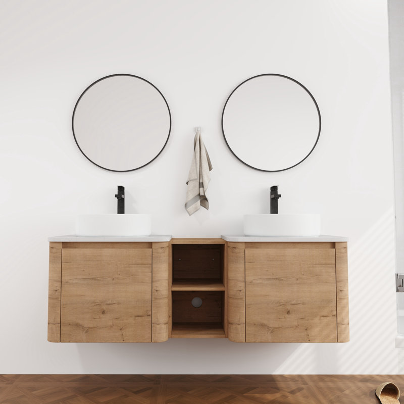 Meuble-lavabo double 60 po avec comptoir en quartz, 60"