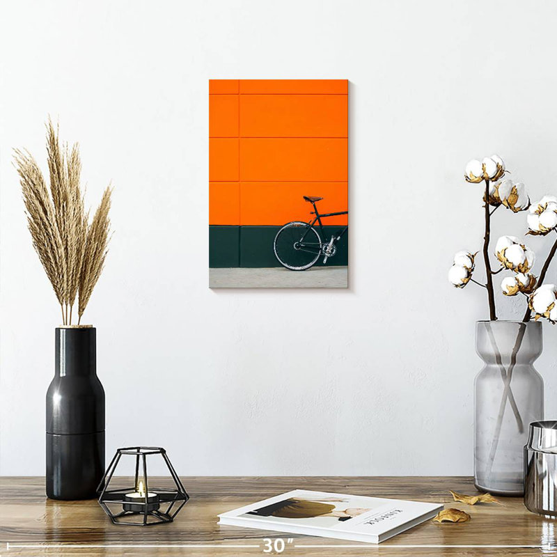 Mehar Bicycle On Orange, 12" H x 8" W
