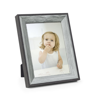 Gray Solid Wood Picture Frame with Mat