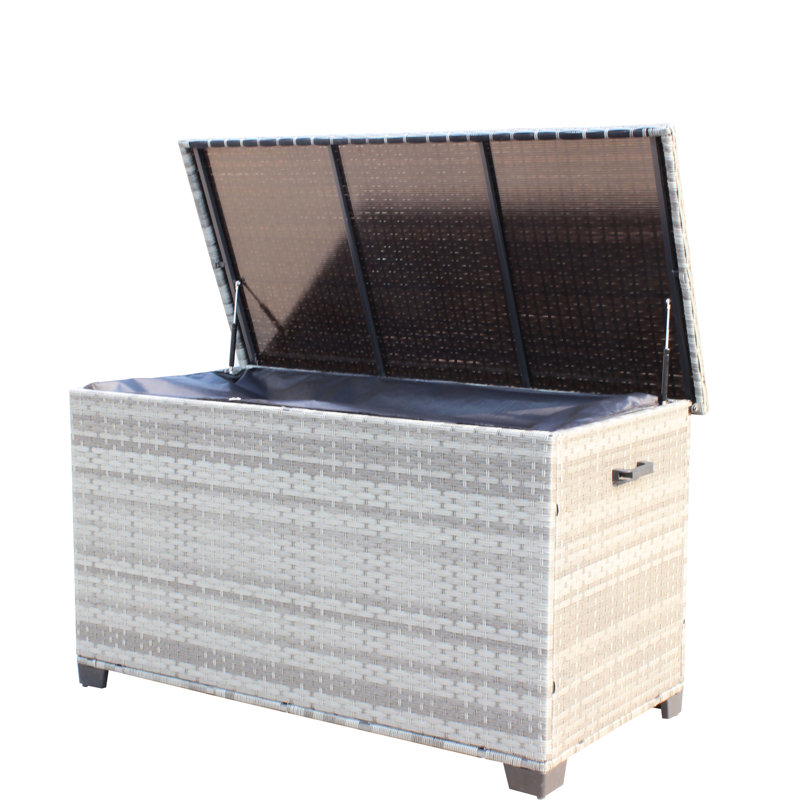 Patio Storage Box Grey - 148 Gallon Capacity. Construction With Pp Board Lid. Interior. Handles For Mobility. Pe & Steel. Assembly Required Outdoor Gallon. Enhanced Waterproof Spacious Mobility