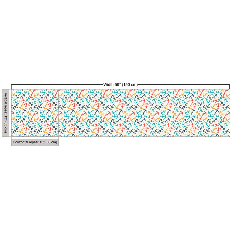 Chemeka Anchor Shape in Lines Tropics Getaway Ship Cruise Transport Repeating Tile Multi-Purpose Fabric