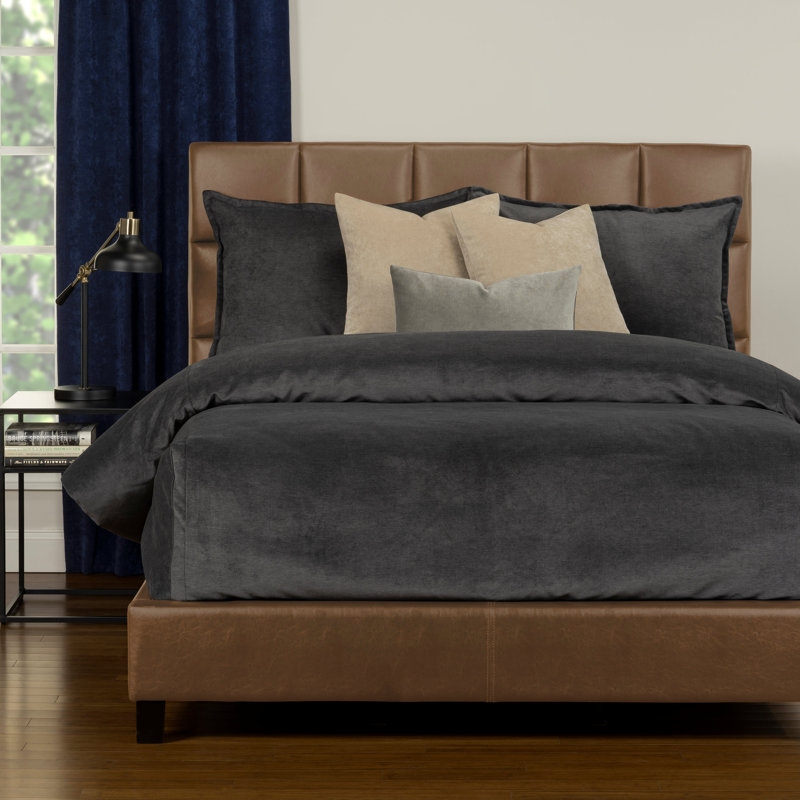 Mixology Velvet Bed Cap Comforter Set with Sewn Corners, Queen, Iron