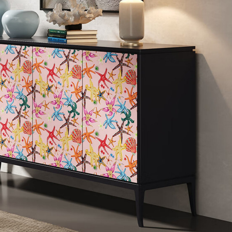 Leyt, 33.46" H x 55.12" W x 15.75" D, Black/Pink